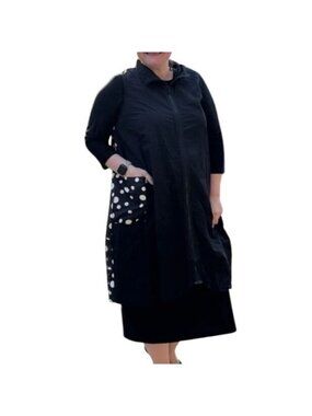Frou Frou Georgetta Zip Front Vest Frock Black White Polka Dot Women Size 2X NEW